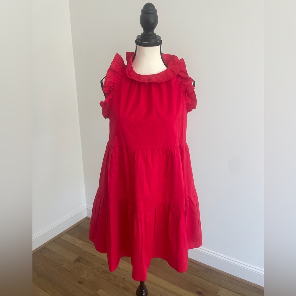 TCEC Red Ruffle Mini Dress, Size Small